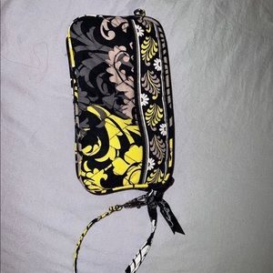 Vera Bradley Grey and Yellow Small Clutch with strap